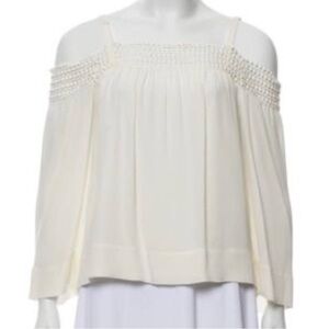 Rebecca Minkoff Chic White Lace Blouse Off the Shoulder SILK